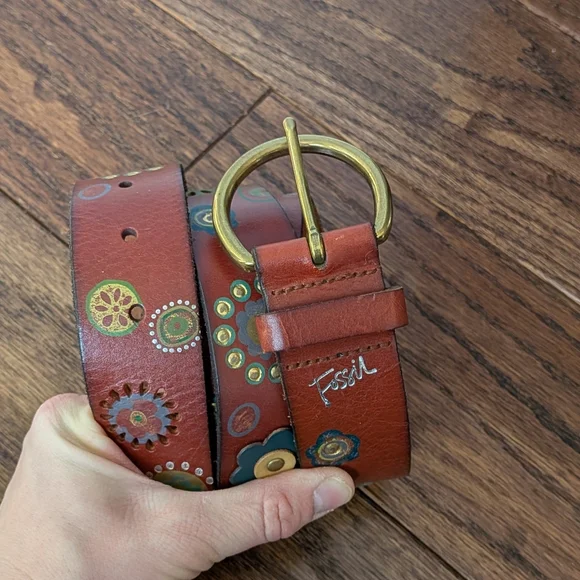 Fossil Women's Leather Boho Festival Retro Hippie Belt Size Large - Picture 2 of 5